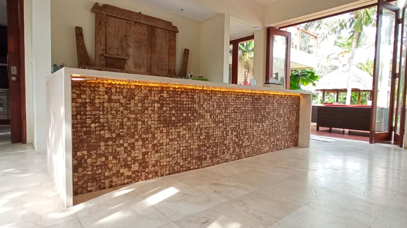 Mosaicos hechos con cáscara de coco