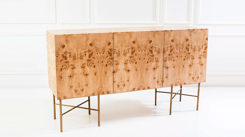 Consola con chapa de raiz de piopo