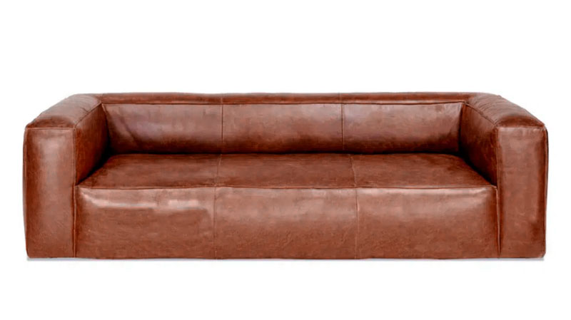 Sofá tapizado en cuero ranchero tipo top grain