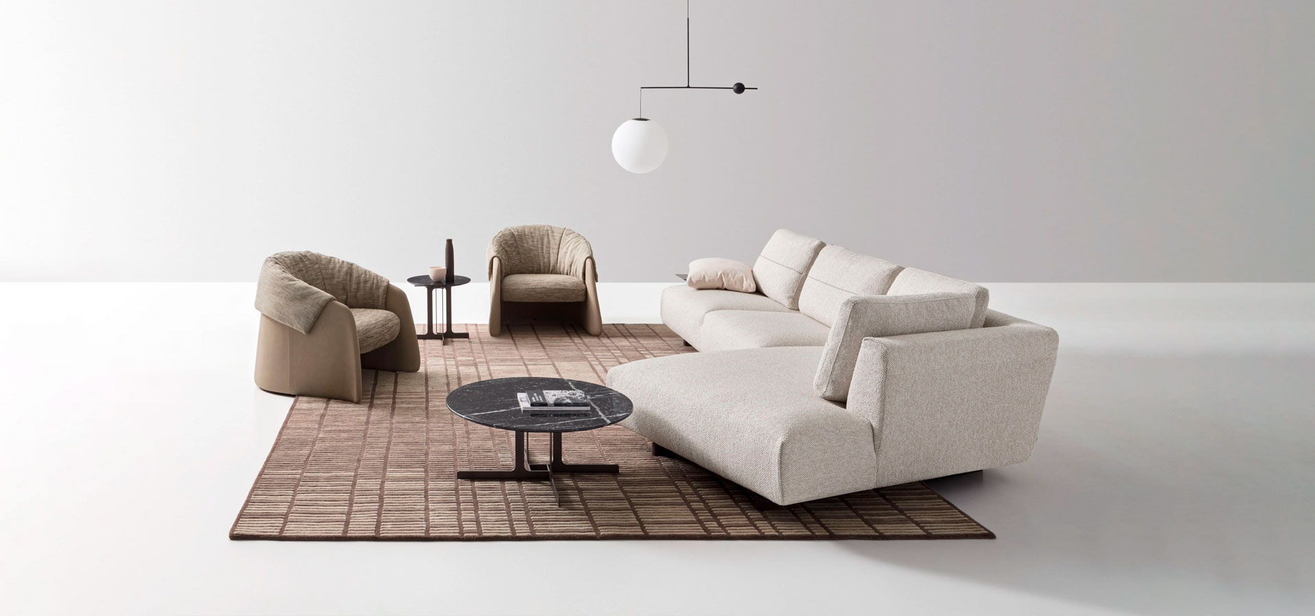 Sofá en tela de diseño contemporaneo